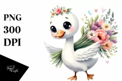 Cute Swan Flower Bouquet Clipart Product Image 3