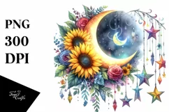 Colorful Half Moon with Sunflowers PNG Product Image 3