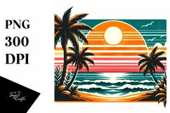 Retro Tropical Beach Sunset | Sublimation | PNG Clipart Product Image 3