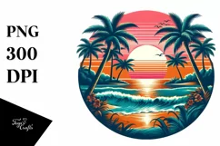 Retro Tropical Beach Sunset | Sublimation | PNG Clipart Product Image 3