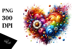Colorful Digital Painting Heart PNG Product Image 1