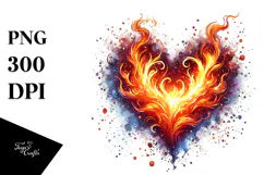 Digital Painting Heart on Fire PNG Product Image 1