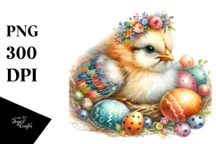 Adorned Baby Chicken Watercolor JPEG Product Image 1