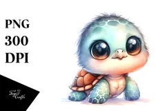 Cute Baby Turtle Watercolor Clipart Product Image 1