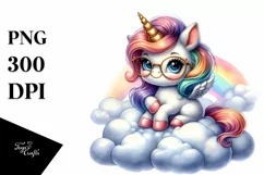 Cute Baby Unicorn with es | Sublimation | Clipart Product Image 1