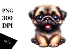 Watercolor Baby Pug PNG Product Image 1