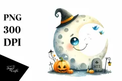 Funny Watercolor Halloween Sticker | Clipart Product Image 1