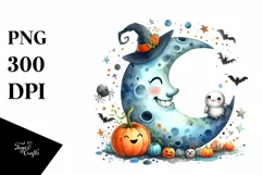 Funny Watercolor Halloween Sticker | Clipart Product Image 1