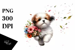 Colorful Cute Dog Tumbling with Petals in the Wind | Product Image 3