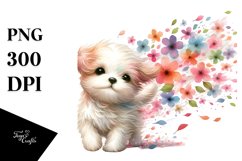 Colorful Cute Dog Tumbling with Petals in the Wind | Product Image 3