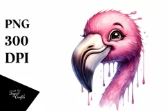 Funny Cute Flamingo Portrait Clipart Product Image 3