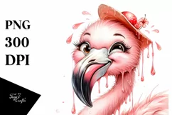 Funny Cute Flamingo Portrait Clipart Product Image 3
