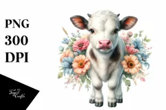 Cute Baby Cow Watercolor Pastel Product Image 1