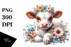 Cute Baby Cow Watercolor Pastel Product Image 1