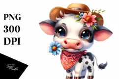 Watercolor Baby Cow Big Eyes Hat Bandana Product Image 1