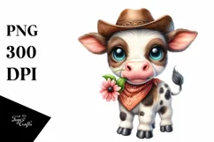 Watercolor Baby Cow Big Eyes Hat Bandana Product Image 1