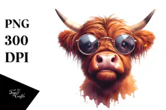 Funny Cow with Sunglasses PNG Product Image 1