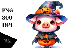 Vibrant Cute Pig Halloween PNG Product Image 1