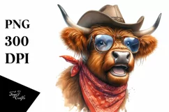 Cow Enthusiastic Highland Cow Cowboy Hat | Clipart Product Image 1