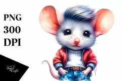 Watercolor Mouse Portrait, Transparent PNG Product Image 1
