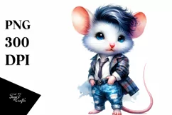 Watercolor Mouse Portrait, Transparent PNG Product Image 3