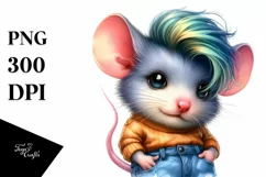 Watercolor Mouse Portrait, Transparent PNG Product Image 3