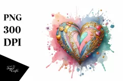 Colorful Heart on Wood PNG Product Image 1