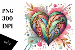 Colorful Heart on Wood PNG Product Image 1