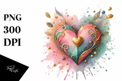 Colorful Heart on Wood PNG Product Image 1