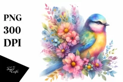 Sublimation, Clipart, Pastel Watercolor Vibrant Bird Product Image 1