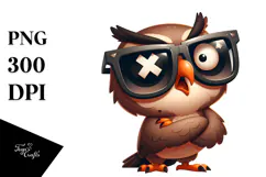 Goofy Owl with Sunglasses PNG Product Image 1