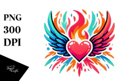 Paintbrush Heart with Wings PNG Product Image 1