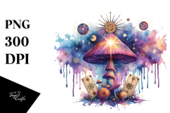 Magical Celestial Mushroom, Vibrant PNG Product Image 1