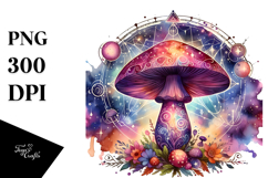 Magical Celestial Mushroom, Vibrant PNG Product Image 1