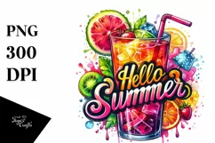 Summer Watercolor Drink PNG Product Image 1