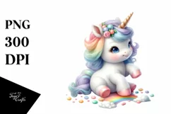 Cute Baby Unicorn Playing | Sublimation | Clipart Product Image 3