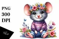 Watercolor Mouse Portrait, Transparent PNG Product Image 3