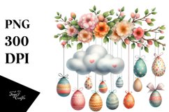 Cloud with Easter Eggs PNG Product Image 1