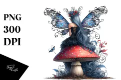 Gothic Fairy on Mushroom PNG Product Image 1