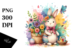 Colorful Wooden Bunny, PNG Product Image 1