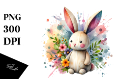 Colorful Wooden Bunny, PNG Product Image 1