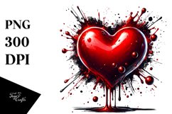 Red Glossy Heart Splashy PNG Product Image 1