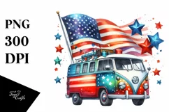 Vintage Vibrant Campervan Stars Clipart Product Image 3