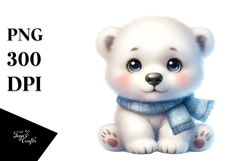 Digital Watercolor Baby Polar Bear JPEG Product Image 1