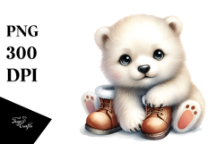 Digital Watercolor Baby Polar Bear JPEG Product Image 1