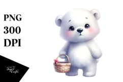 Digital Watercolor Baby Polar Bear JPEG Product Image 1