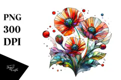 Abstract Colorful Stained Poppy PNG Product Image 1