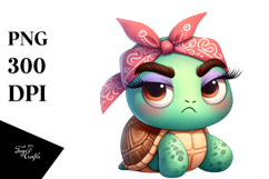 Expressive Cartoon Turtle with Bandana, Transparent PNG Product Image 1