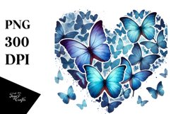 Blue Butterfly Heart PNG Product Image 1
