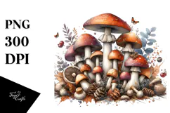 Mushroom Watercolor Splash, Transparent PNG Product Image 1